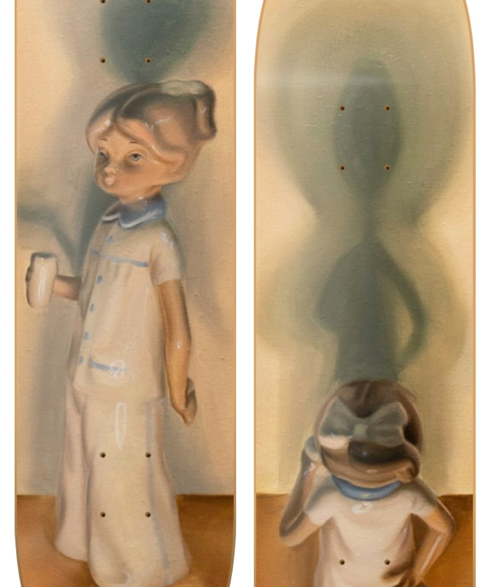 Díptico Niña leche, Frente y Espalda - Paula Medina - obra de Paula Medina en skate decorativo vista 2