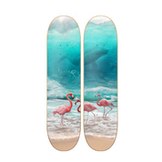 Flamenco - skate decorativo ilustrado de pared vista 2