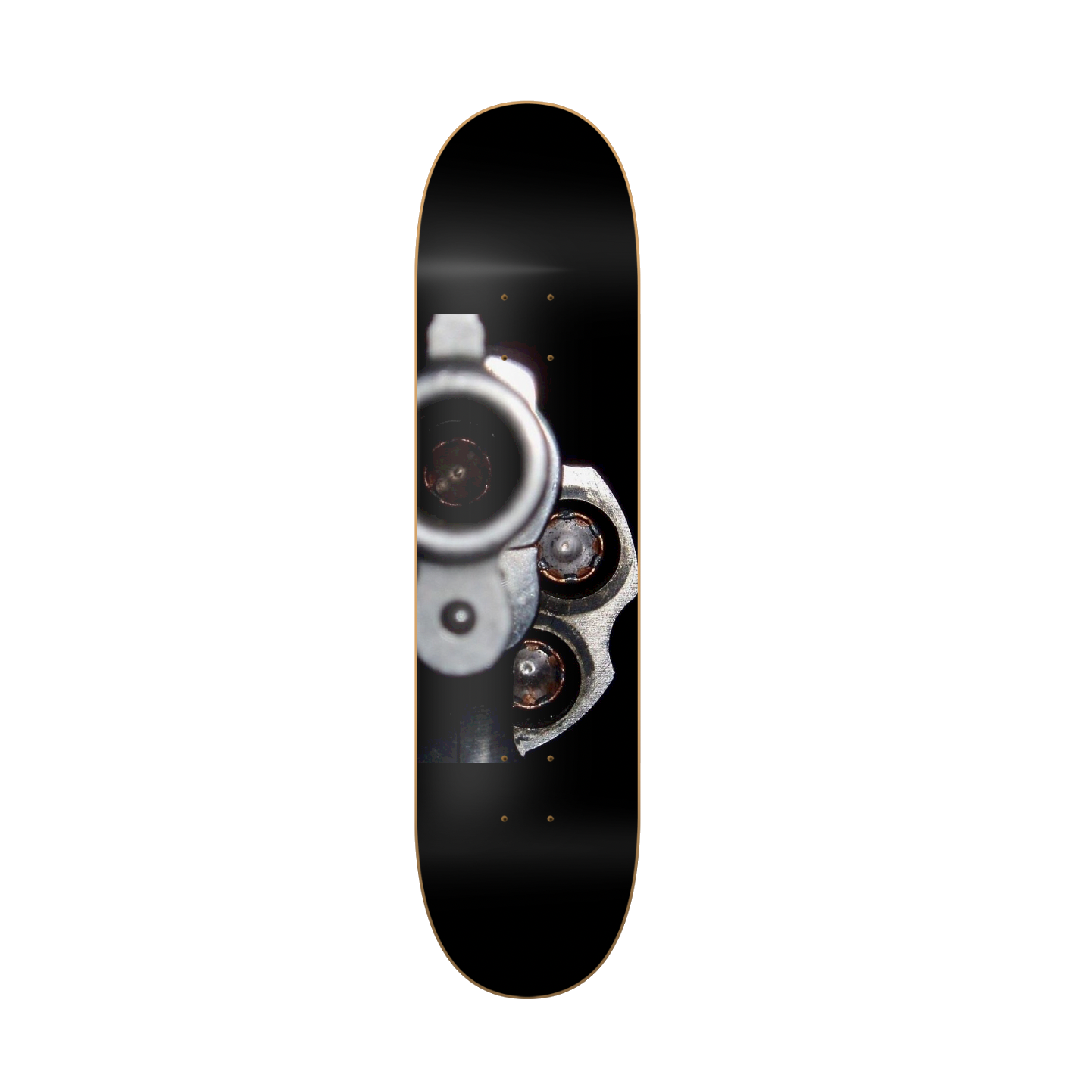 Gun - skate decorativo ilustrado de pared vista 2