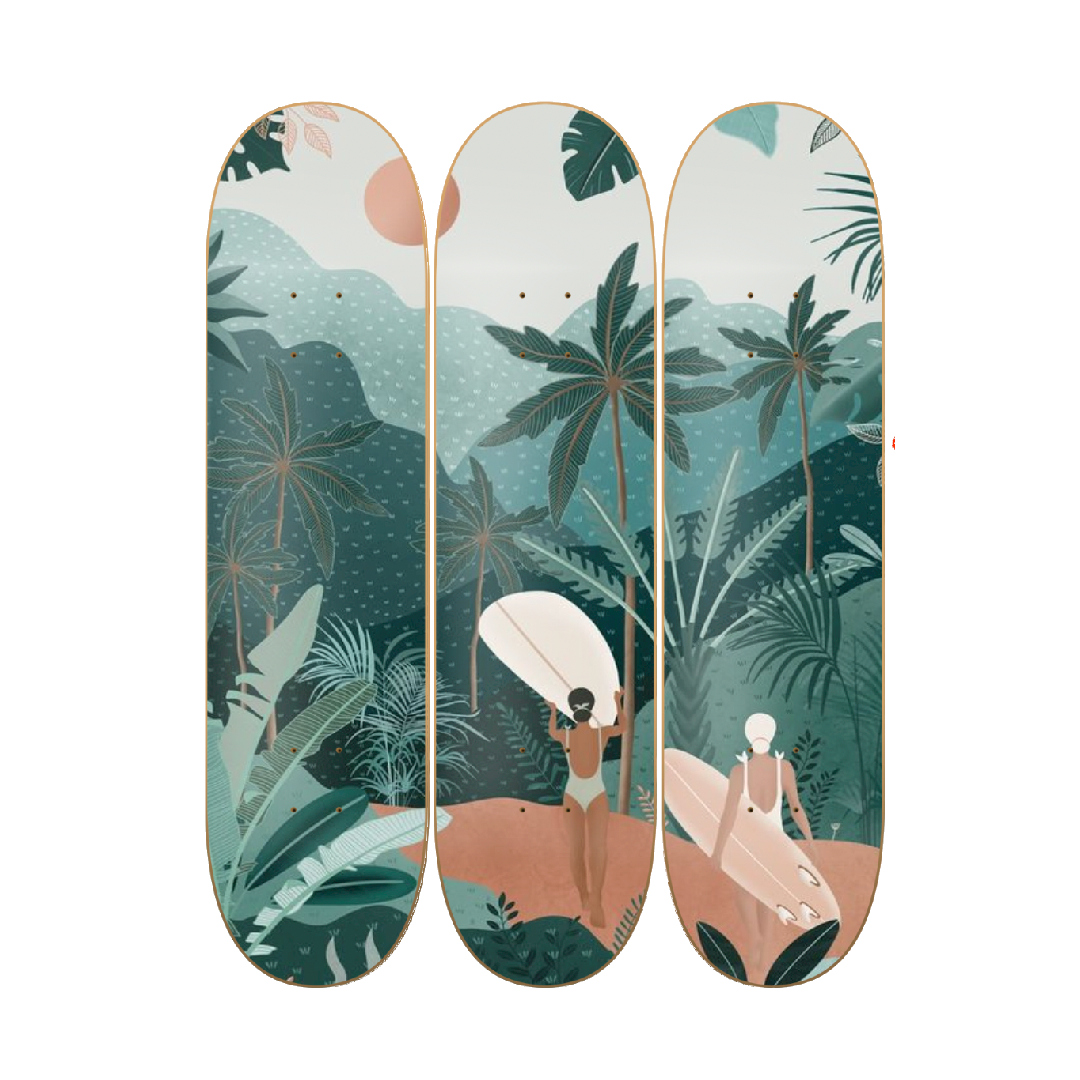 Jungle Trip - skate decorativo ilustrado de pared