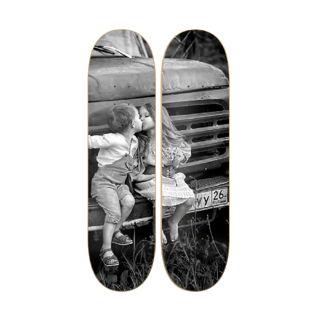 Love - skate decorativo ilustrado de pared vista 2