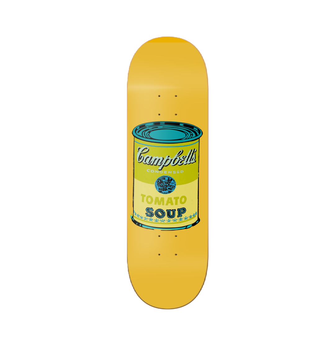 Yellow Campbells - Campbell pop art en tabla de skate decorativa vista 2